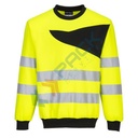 Felpa alta visibilità girocollo, senza cappuccio, PW2 modello versatile, 65% poliestere + 35% cotone, 300 gr, senza zip, omologata EN ISO 20471, colore giallo + nero