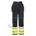 Pantaloni alta visibilità in tessutoTitanmill Plus Stretch (65% poliestere + 33% cotone + 2% elastane), 300 gr, modello Stretch PW3 con tasche holster multifunzionali, omologati CE + EN ISO 20471 Classe 1, colore giallo/nero, tg. 3XL