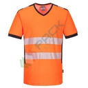 T-shirt alta visibilità in maglia, 55% cotone + 45% poliestere, 175 gr, modello PW3 stile moderno con collo a V, certificata CE + EN ISO 20471 Classe 2, colore arancione, tg. 4XL