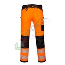 Pantaloni alta visibilità in tessuto Titanmill Plus (65% poliestere + 35% cotone), 300 gr, modello PW3, vestibilità regular, omologati CE + EN ISO 20471 Classe 2, colore arancione/nero, tg. 4XL