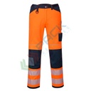 Pantaloni alta visibilità in tessuto Titanmill Plus (65% poliestere + 35% cotone), 300 gr, modello PW3, vestibilità regular, omologati CE + EN ISO 20471 Classe 2, colore arancione/blu navy, tg. XXL