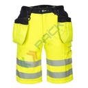 Bermuda alta visibilità, modello performante multitasche, 65% poliestere + 35% cotone, 300 gr, EN ISO 20471, colore giallo/nero