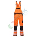 Salopette alta visibilità in Titanmill Plus (65% poliestere + 35% cotone) 300 gr, banda riflettente HiVisTex Pro leggera e flessibile, 10 tasche ampie, certificata EN ISO 20471 Classe 2 + RIS 3279 TOM, colore arancione/nero, tg. M