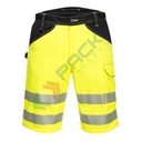 Bermuda alta visibilità, modello performante, 65% poliestere + 35% cotone, 300 gr, EN ISO 20471, colore giallo/nero