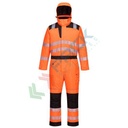 Tuta alta visibilità invernale imbottito 100% poliestere finitura antimacchia, doppio rivestimento in PU, 190 gr, 8 tasche ampie, apertura frontale con zip, certificata EN ISO 20471 Classe 2 + RIS 3279 TOM + EN 343 + EN 342, colore arancione/nero, tg. S