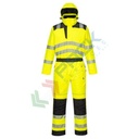 Tuta alta visibilità invernale imbottito 100% poliestere finitura antimacchia, doppio rivestimento in PU, 190 gr, 8 tasche ampie, apertura frontale con zip, certificata EN ISO 20471 Classe 2 + EN 343 + EN 342, colore giallo/nero, tg. M
