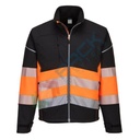 Giacca alta visibilità Softshell, modello performante PW3, 94% poliestere + 6% Elastan, 310 gr, omologata EN ISO 20471, colore arancione/nero
