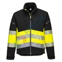 Giacca alta visibilità Softshell, modello performante PW3, 94% poliestere + 6% Elastan, 310 gr, omologata EN ISO 20471, colore giallo/nero