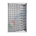 Armadio con cassettiere porta minuteria, capacità 270 cassetti, 2 pannelli fissi + 3 scorrevoli, colore grigio chiaro