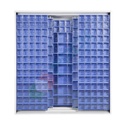 Armadio con cassettiere porta minuteria, capacità 201 cassetti, 3 pannelli fissi + 4 scorrevoli, colore blu