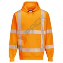 Felpa alta visibilità girocollo, con cappuccio e nastro RWS, 65% poliestere + 35% cotone, 300 gr, senza zip, omologata EN ISO 20471, colore arancione