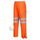 Pantaloni alta visibilità antipioggia 100% poliestere con doppio rivestimento in PU, 190 gr, modello Traffic per utilizzo ferroviario, omologati CE + EN 343 + EN ISO 20471 Classe 2, colore arancione, tg. XL