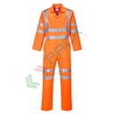 Tuta alta visibilità in Kingsmill Polycotton (80% poliestere + 20% Cotone) 280 gr, 4 tasche ampie, zip doppio verso per un facile accesso, vestibilità Tall, certificata EN ISO 20471 Classe 3 + RIS 3279 TOM, colore arancione, tg. XXL