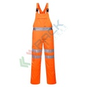 Salopette alta visibilità in Kingsmill Polycotton (80% poliestere + 20% Cotone) 280 gr, 7 tasche ampie, con finitura antimacchia Texpel, certificata EN ISO 20471 Classe 2 + RIS 3279 TOM, colore arancione, tg. M