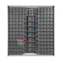 Armadio con cassettiere porta minuteria, capacità 370 cassetti, 3 pannelli fissi + 4 scorrevoli, colore grigio scuro