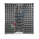 Armadio con cassettiere porta minuteria, capacità 261 cassetti, 3 pannelli fissi + 6 scorrevoli, colore grigio scuro