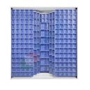 Armadio con cassettiere porta minuteria, capacità 421 cassetti, 3 pannelli fissi + 6 scorrevoli, colore blu