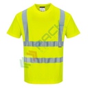 T-Shirt alta visibilità in maglia in 55% cotone + 45% poliestere, 175 gr, tessuto Cotton Comfort leggero e traspirante, certificata EN ISO 20471 Classe 2, colore giallo, tg. L