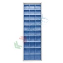Scaffale con cassettiere porta minuteria, capacità 30 cassetti, Mis. 665 L x 250 P x 2000 H mm, colore blu