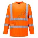T-shirt alta visibilità 100% poliestere, punto occhio di pernice, 150 gr, maniche lunghe, certificata EN ISO 20471 Classe 3 + RIS 3279-TOM, colore arancione, tg. S