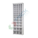 Scaffale con cassettiere porta minuteria, capacità 48 cassetti, Mis. 665 L x 250 P x 2000 H mm, colore grigio chiaro