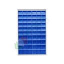 Scaffale con cassettiere porta minuteria, capacità 60 cassetti, Mis. 1260 L x 250 P x 2000 H mm, colore blu