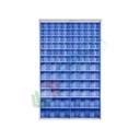 Scaffale con cassettiere porta minuteria, capacità 96 cassetti, Mis. 1260 L x 250 P x 2000 H mm, colore blu