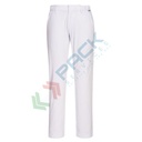 Pantalone da lavoro tessuto Kingsmill Stretch 98% cotone + 2% elastan, 255 gr, modello Stretch Slim Chino attillato ideale per abbigliamento aziendale, vestibilità regular, colore bianco