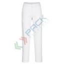 Pantalone da lavoro da donna, tessuto Kingsmill Stretch 98% cotone + 2% elastan, 255 gr, modello Stretch Slim Cargo attillato ideale per abbigliamento aziendale, colore bianco