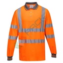 Polo alta visibilità in maglia in 55% cotone + 45% poliestere 175 gr, maniche lunghe con alto contenuto di cotone per un comfort superiore, certificata EN ISO 20471 Classe 3 + RIS 3279 TOM, colore arancione, tg. XXL