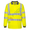 Polo alta visibilità 100% poliestere, punto occhio di pernice, 150 gr, maniche lunghe con polsini a costine per calore e comfort, certificata EN ISO 20471 Classe 3 + RIS 3279 TOM, colore giallo, tg. 4XL