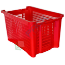 Cassetta in plastica (HDPE) sovrapponibile ed inseribile, capacità 40 Lt, Mis. 560 L x 350 P x 310 H mm, base chiusa e pareti forate, colore rosso