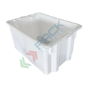 Cassetta in plastica (HDPE) sovrapponibile ed inseribile, capacità 50 Lt, Mis. 520 L x 420 P x 290 H mm, base chiusa e pareti chiuse, colore bianco