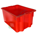 Cassetta in plastica (HDPE) sovrapponibile ed inseribile, capacità 65 Lt, Mis. 630 L x 440 P x 330 H mm, base chiusa e pareti chiuse, colore rosso