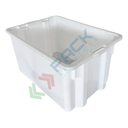 Cassetta in plastica (HDPE) sovrapponibile ed inseribile, capacità 65 Lt, Mis. 630 L x 440 P x 330 H mm, base chiusa e pareti chiuse, colore bianco
