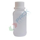 Bottiglia in plastica (HFPE) cilindrica a collo stretto, capacità 50 ml, chiusura con tappo a vite con apertura del sigillo a strappo (tappo incluso), colore neutro