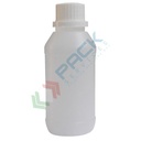 Bottiglia in plastica (HDPE) cilindrica a collo stretto, capacità 100 ml, chiusura con tappo a vite con apertura del sigillo a strappo (tappo incluso), colore neutro