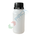 Bottiglia in plastica (HDPE) cilindrica a collo largo, capacità 250 ml, chiusura con tappo a vite con apertura del sigillo a strappo (tappo incluso), colore neutro