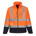 Giacca alta visibilità Softshell bicolore, 94% poliestere + 6% Elastan, 310 gr, omologata EN ISO 20471, colore arancione/blu navy