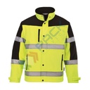Giacca alta visibilità Softshell bicolore, 94% poliestere + 6% Elastan, 310 gr, omologata EN ISO 20471, colore giallo/nero