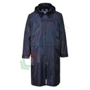 Cappotto da lavoro antipioggia, 100% poliestere, omologata EN 343, impermeabile con cuciture nastrate, occhielli e retro aerato, colore blu navy