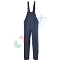 Salopette da lavoro antipioggia, in tessuto Saltex Classic 100% poliestere, maglia tricot, rivestimento in PU 200 gr, omologata EN 343, impermeabile con cuciture saldate, colore blu navy