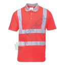 Polo alta visibilità 100% poliestere, punto occhio di pernice, 175 gr, colletto a costine, apertura con bottone, certificata EN ISO 20471 Classe 2, colore rosso, tg. XL