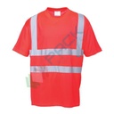 T-shirt alta visibilità 100% poliestere, punto occhio di pernice, 150 gr, vestibilità comoda per un maggior comfort, certificata EN ISO 20471 Classe 2, colore rosso, tg. XL