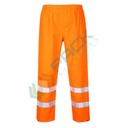 Pantaloni alta visibilità antipioggia 100% poliestere con doppio rivestimento in PU, 190 gr, antivento ed impermeabili, omologati CE + EN 343 + EN ISO 20471 Classe 1, colore arancione, tg. XS
