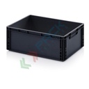 Cassetta in plastica (PP) conduttiva e antistatica, capacità 45 Lt, Mis. 600 L x 400 P x 220 H mm