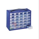 Cassettiera portaminuteria in plastica, 30 cassetti estraibili, mis. 365 L x 150 P x 270 H mm, colore blu