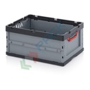 Cassetta in plastica (PP) pieghevole e richiudibile, capacità 56 Lt, Mis. 600 L x 400 P x 270 H mm, base e pareti chiuse