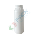 Bottiglia in plastica (HDPE) cilindrica a collo largo, capacità 250 ml, chiusura con tappo a vite con apertura del sigillo a strappo (tappo escluso), colore bianco latte