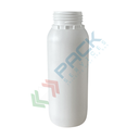 Bottiglia in plastica (HDPE) cilindrica a collo largo, capacità 500 ml, chiusura con tappo a vite con apertura del sigillo a strappo (tappo escluso), colore bianco latte